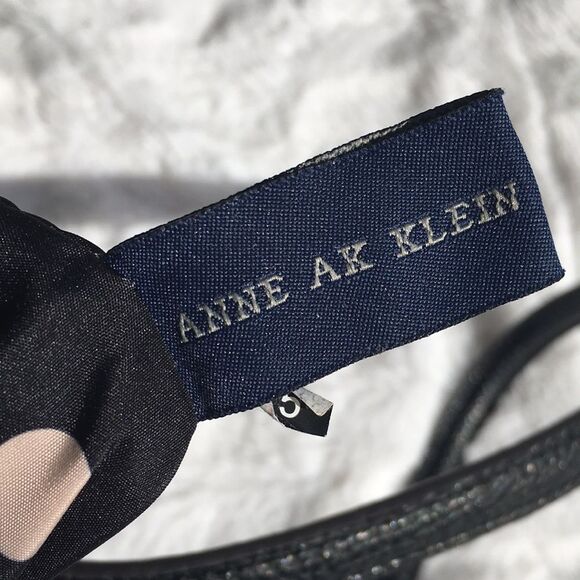 Anne Klein black faux leather bag/ tote bag with polka dot lining - Picture 7 of 15